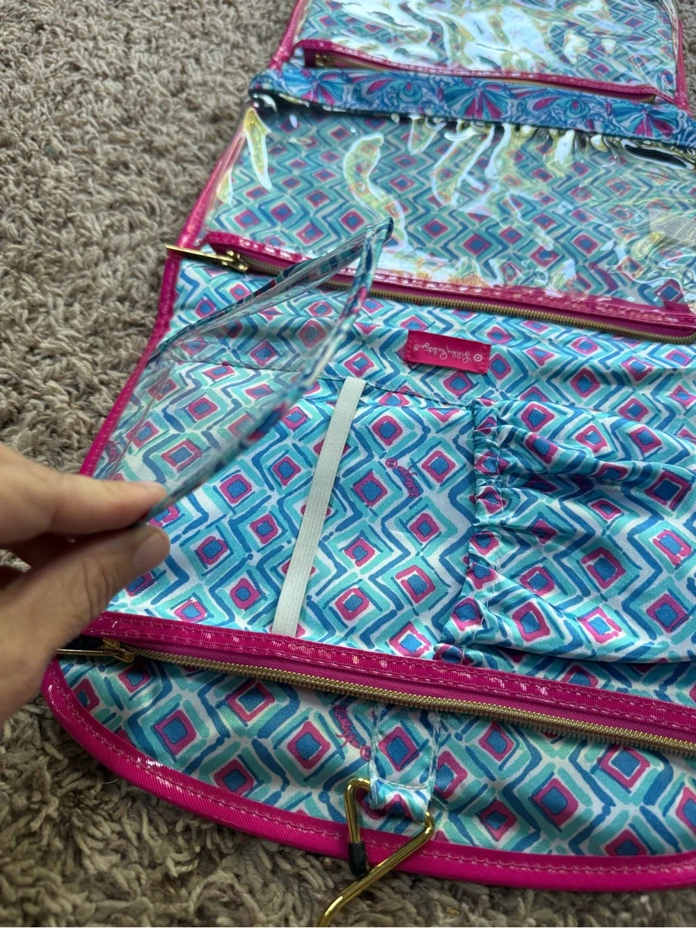 Lilly Pulitzer for Target My Fans Hanging Valet Cosmetic Travel Toiletry Bag